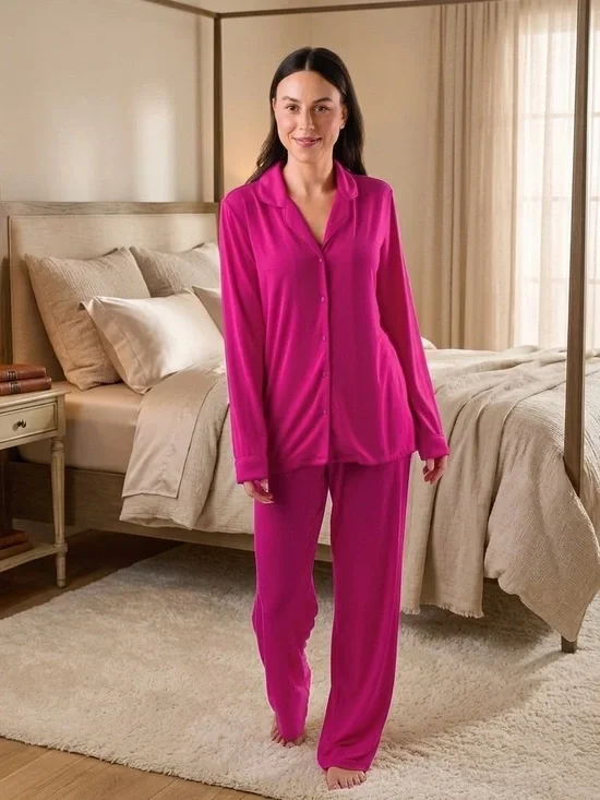 KOZE Jaclyn Hill The Lounge with Me Set Long Sleeve Boudoir Red Pink Size XL - Picture 2 of 6